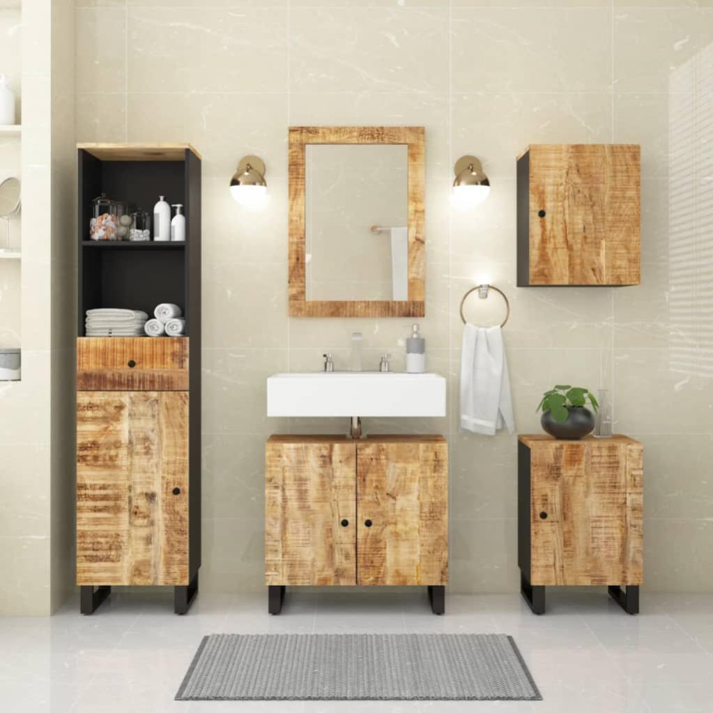 Set Mobili Bagno VidaXL - 9 Pezzi Nero Con Lavabi, Armadietti, Specchi E Ripiani - Foto 10