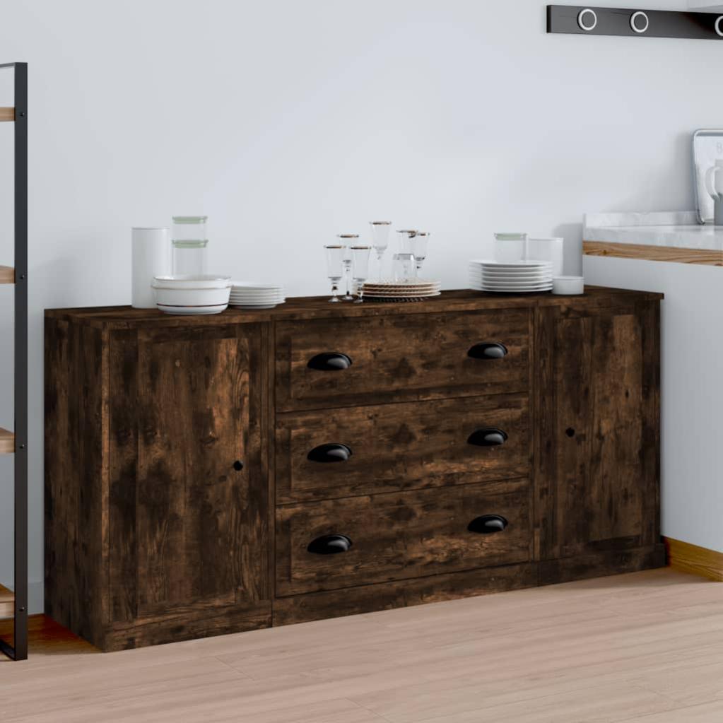Credenza Rovere Fumo 80x42,5x249 cm in Legno Multistrato