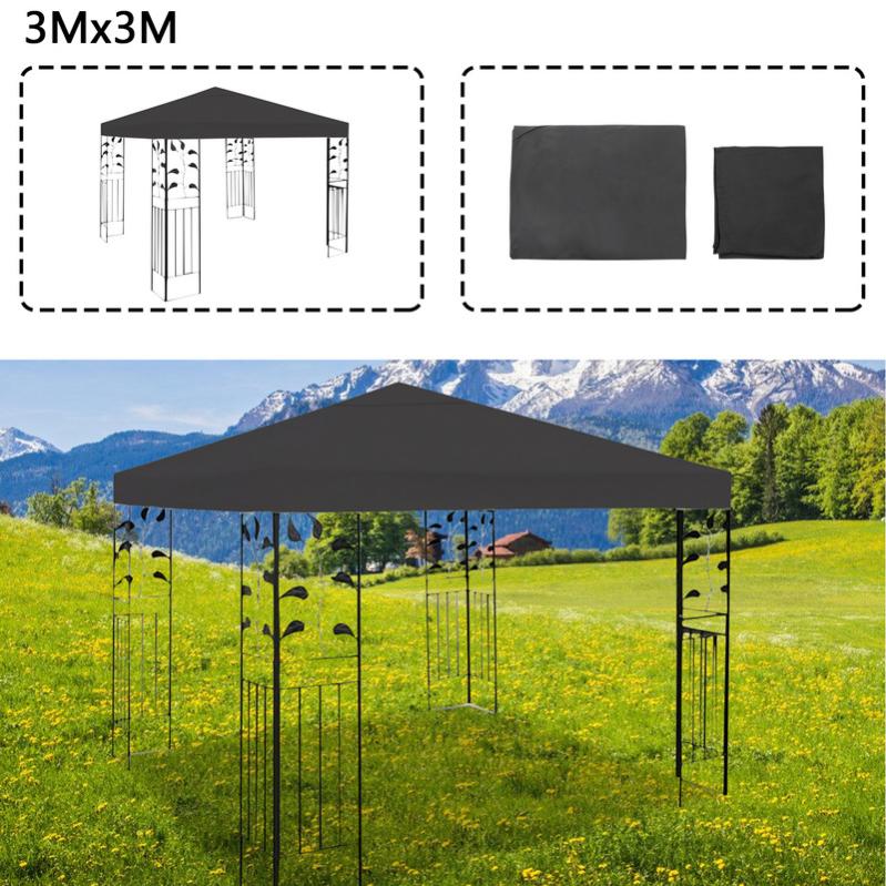 Tonnelle De Jardin 3 X 3 M Tente De Luxe à Double Toit Imperméable Protection Du Soleil Pour Les Fêtes (Gris