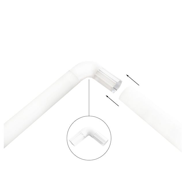 Barra blanca para cortina de ducha extensible de 125 a 220 cm. - DUKTO -  Tienda online de accesorios de fontanería.