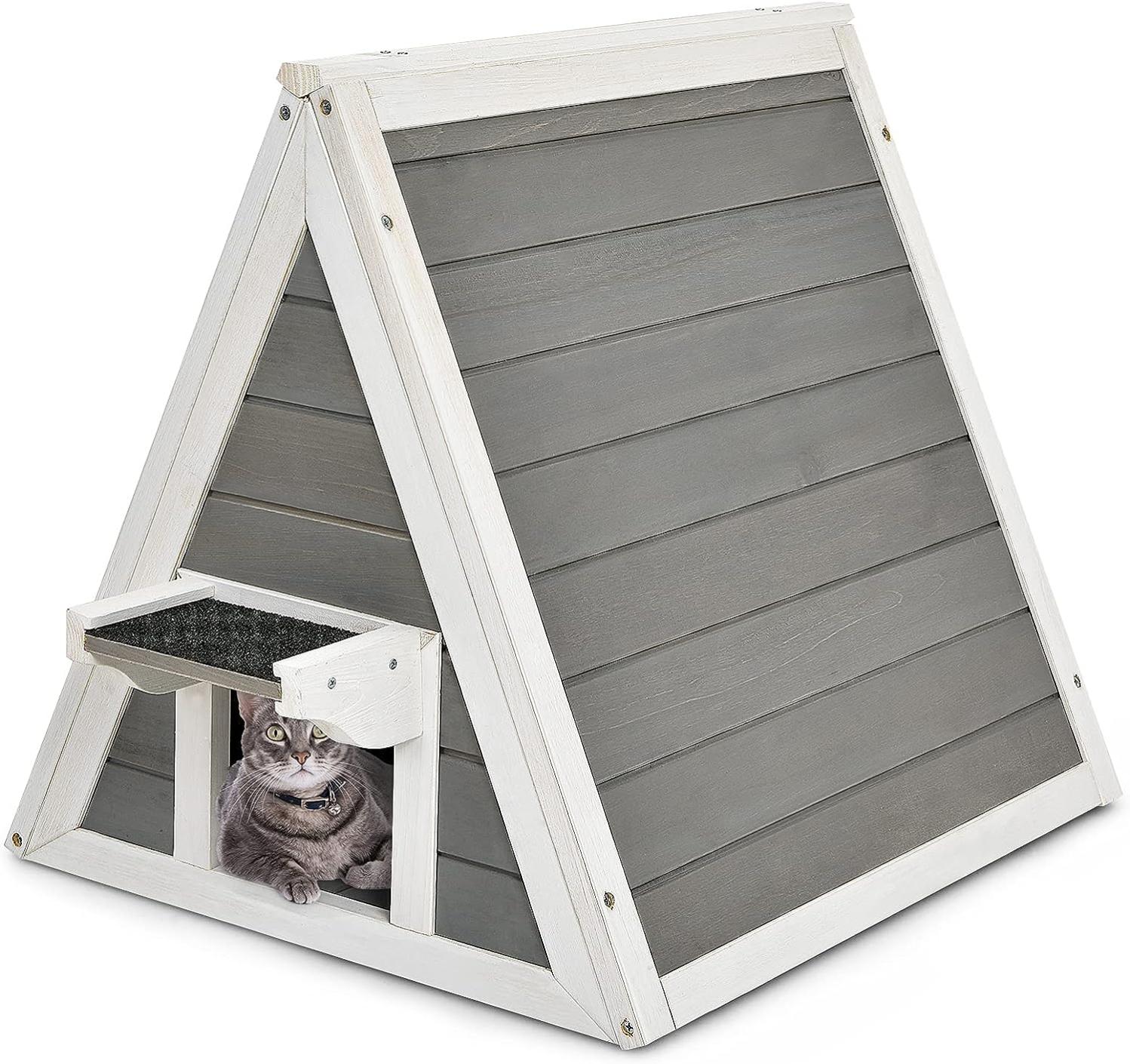 Maison pour Chat en Bois avec Toit Triangulaire Marches de Saut 50 x 55 — free download