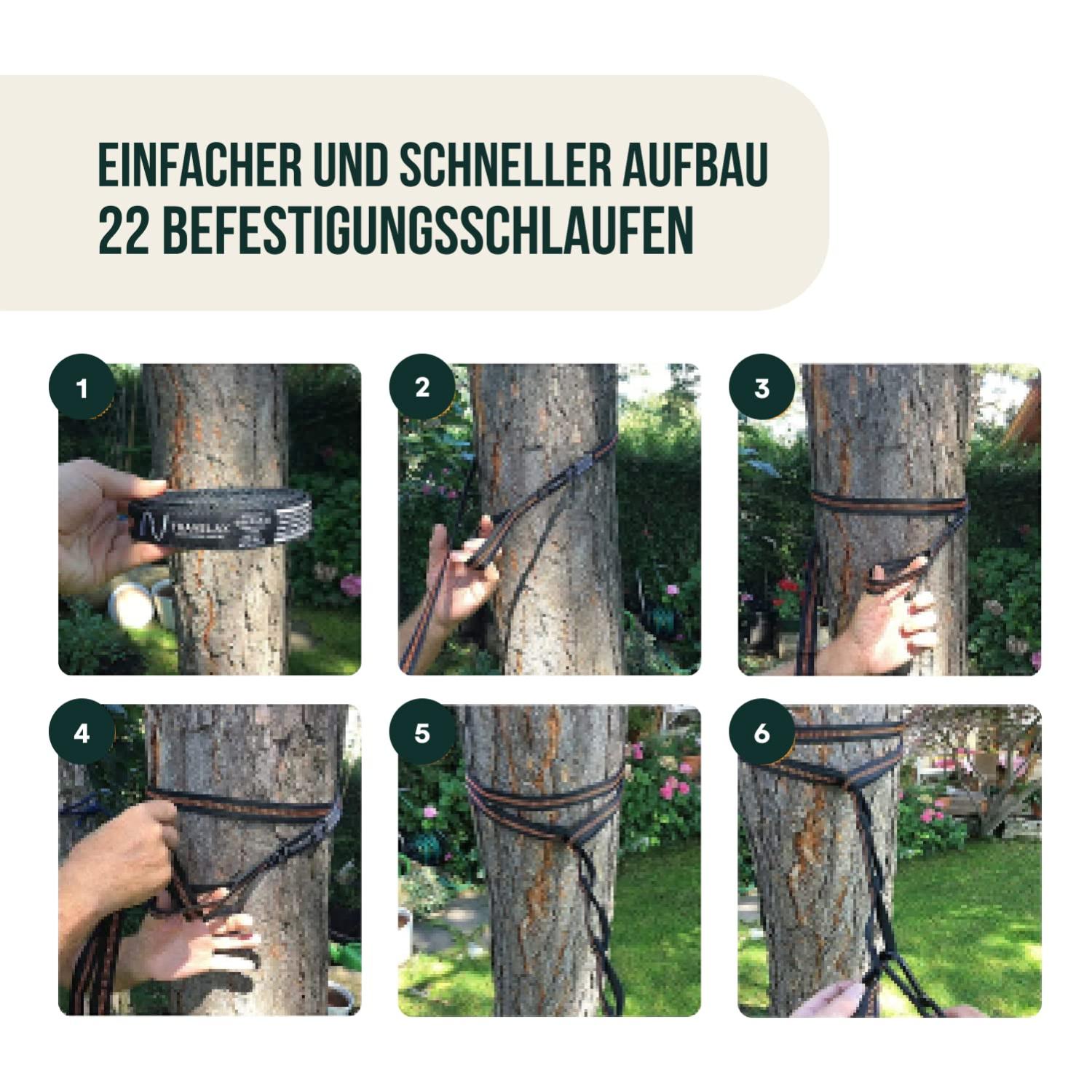 Sangles Hamac Travelax - 2x2,75m - 180kg - Fixation Arbre Facile & Secure
