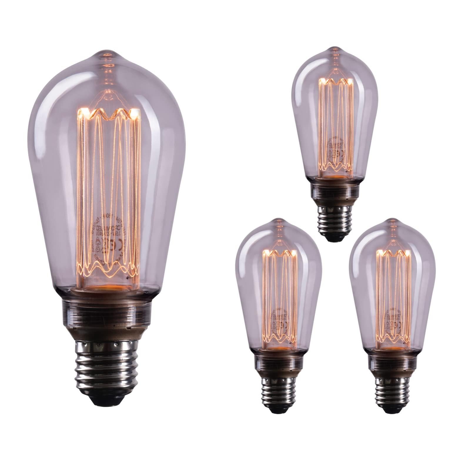 CROWN LED 3x Ampoule Rétro E27 Edison Verre Fumé Gradable 3,5W