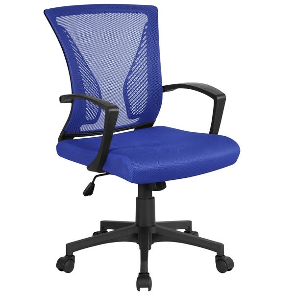 Chaise de bureau velours bleu avec roulettes - ROBINE