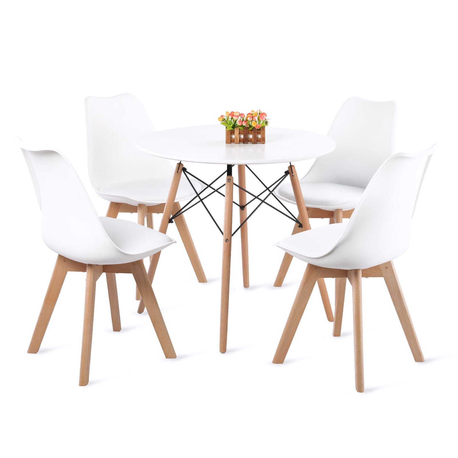 Lot de 4 chaises design contemporain nordique scandinave Blanc