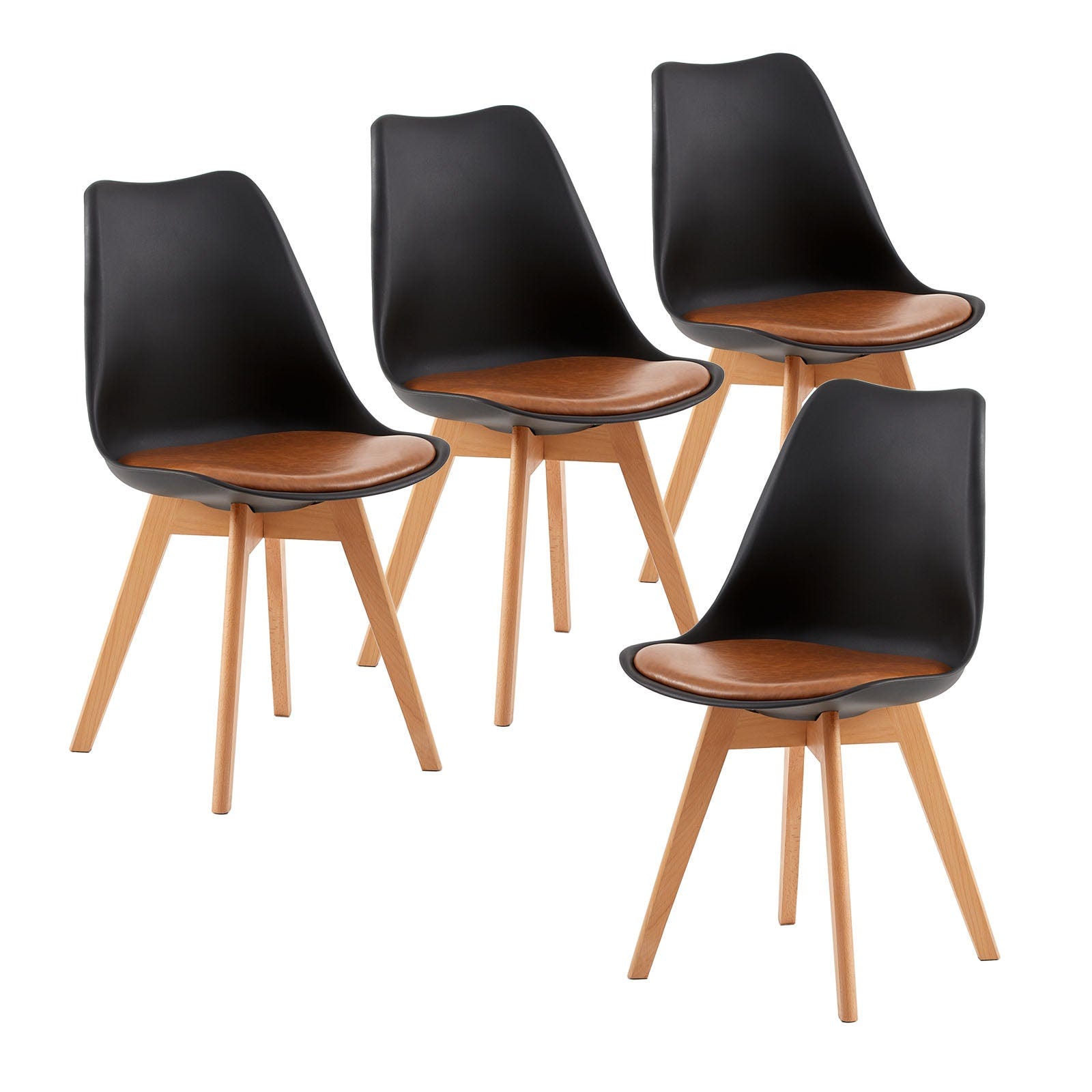 Lot de 4 chaises scandinave avec coussin, chaises cuisine salle à