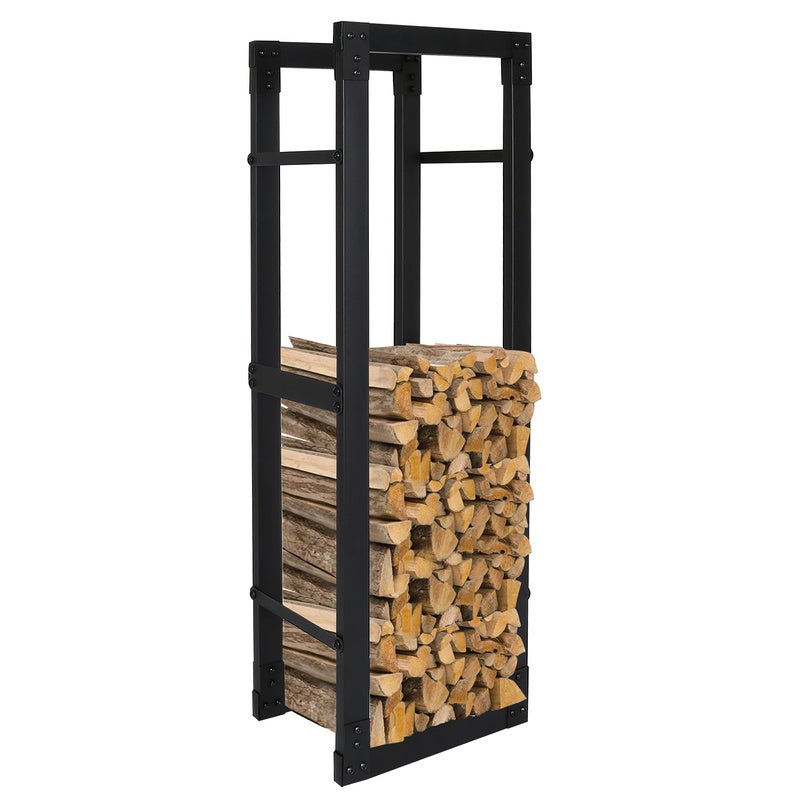 Helloshop26 - Range-bûches pour usage intérieur extérieur porte-bûches  design support rangement bois de chauffage à 2 niveaux noir 03_0006293 -  Distriartisan