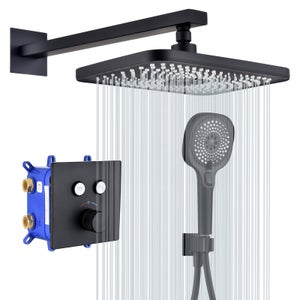 Colonne de douche noire EBONY carrée avec douche de tête carrée 300 mm  SARODIS