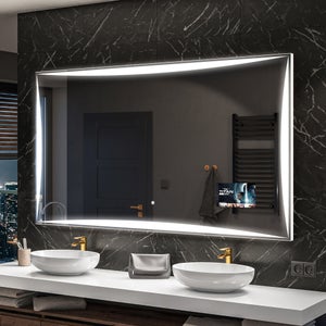 Specchio bagno retroilluminato LED a batteria (100x50cm) Retroiluminato con  illuminazione Freddo Bianco