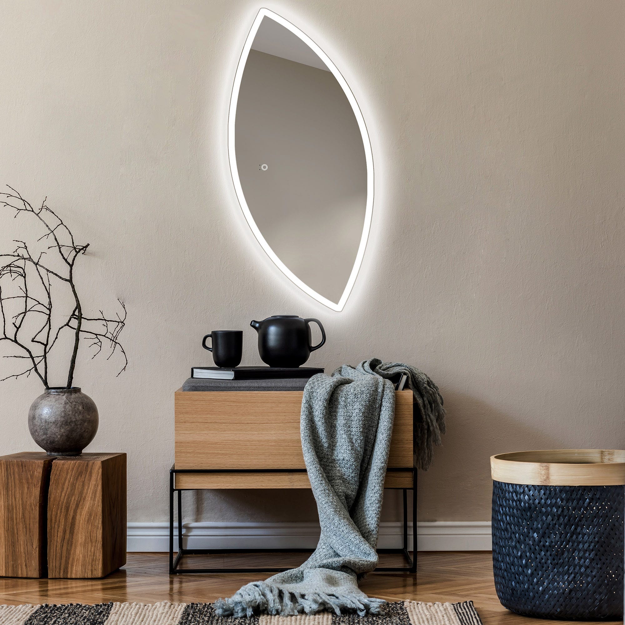 Espejo Irregulares de Bano con Iluminación luz LED (84x174cm) Espejo de  Pared Blanco frío Interruptor táctil