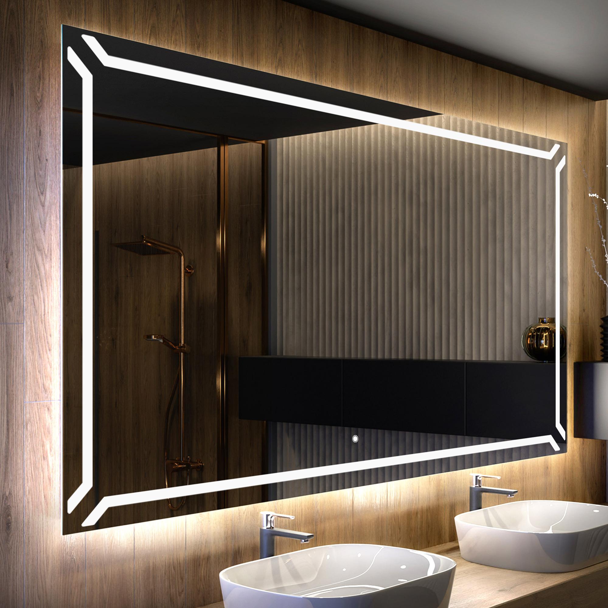 Espejo de bano con iluminación luz led (60x60cm) espejo de pared con interruptor táctil blanco frío