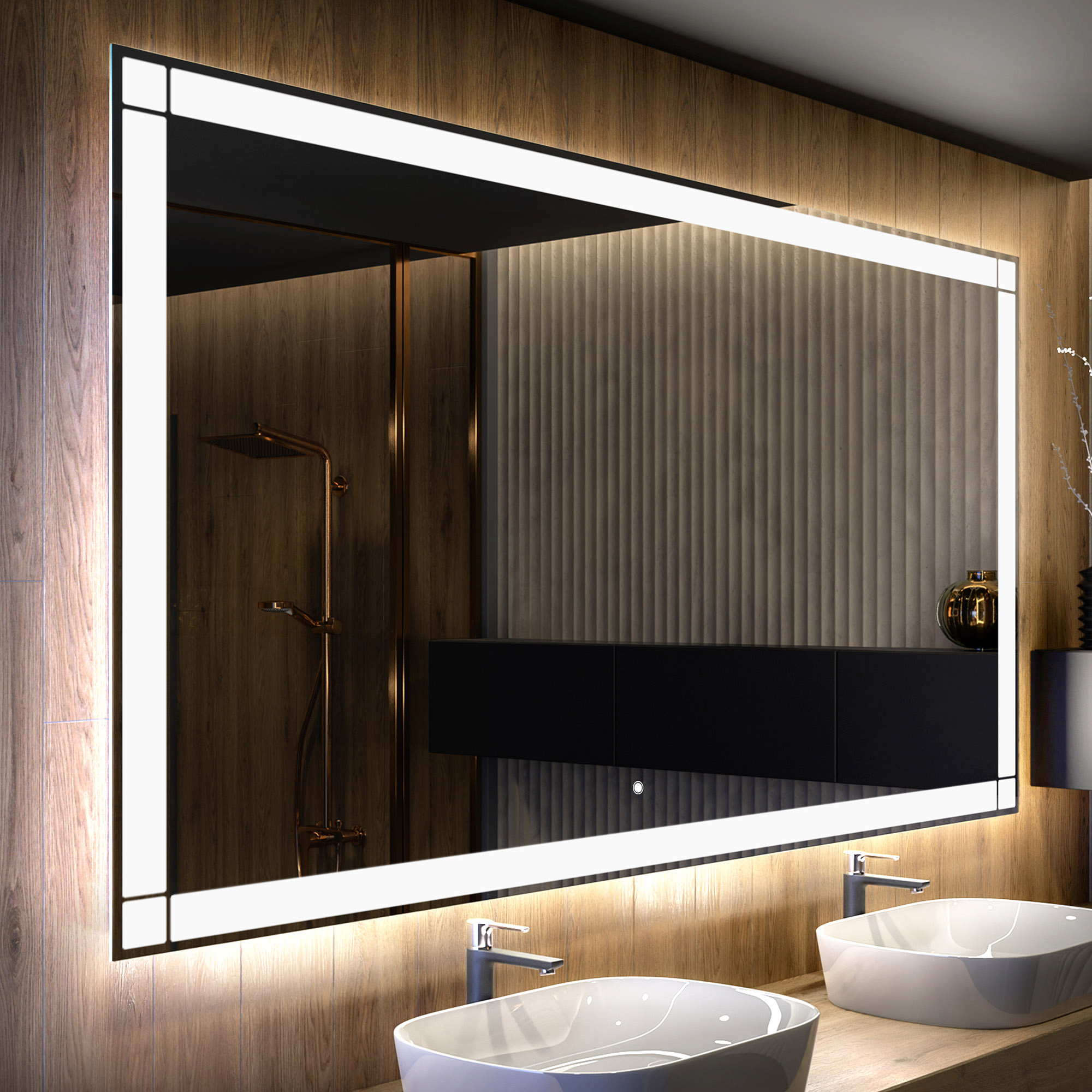 Espejo de bano con iluminación luz led (190x90cm) espejo de pared con interruptor táctil blanco frío