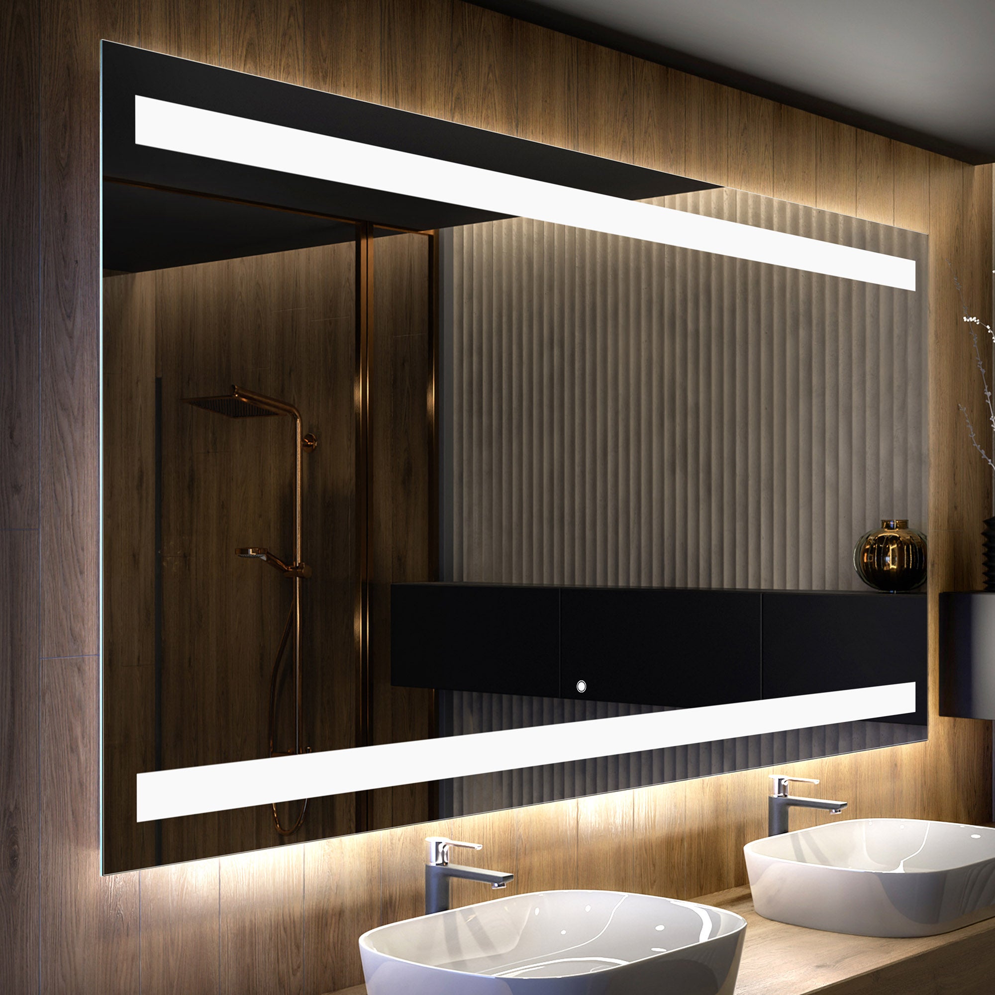 Controluce LED Specchio da Bagno (200x100cm) Retroiluminato con  illuminazione (L49) con Interruttore Freddo Bianco