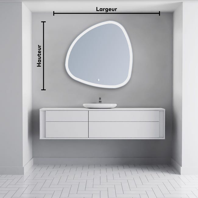 Espejo Irregulares de Bano con Iluminación luz LED (54x114cm) Espejo de  Pared Blanco frío Interruptor táctil