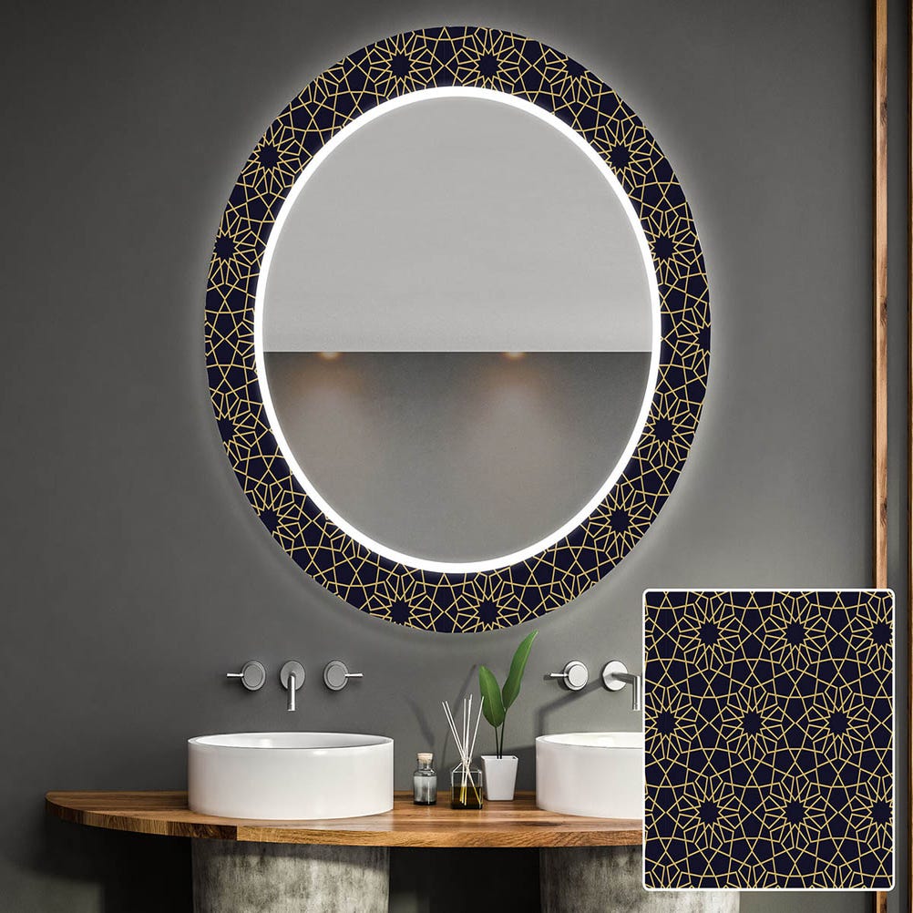 Espejo de baño de 80 cm, espejo redondo antiniebla con iluminación LED  blanca fría 6000k, espejo de pared ip44 & impermeable (apertura fina)