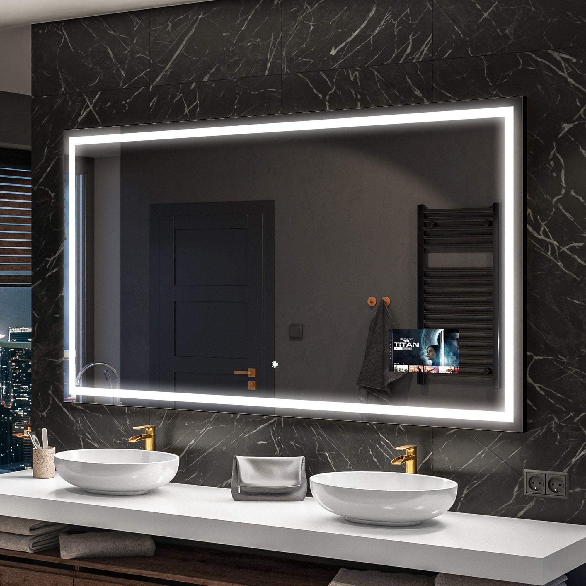 Specchio Da Bagno retroilluminato LED SMART (160x80cm) Retroiluminato con  illuminazione con Interruttore Freddo Bianco