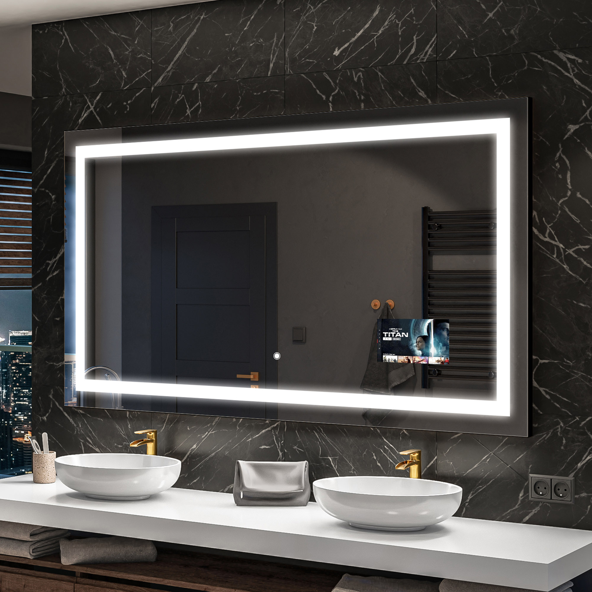 Espejo de bano led smart (160x60cm) espejo de pared con interruptor táctil blanco frío
