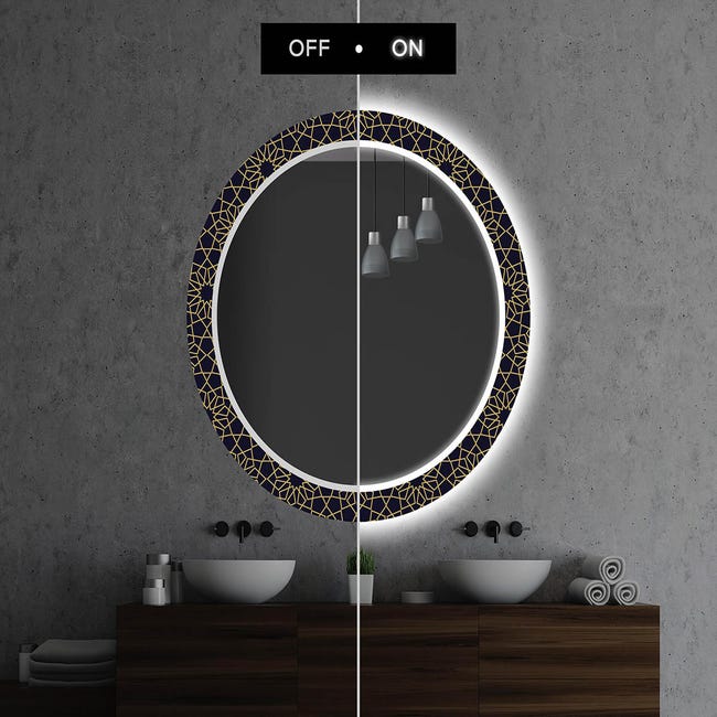 Specchio decorativi con luci LED da soggiorno (100x100cm) Retroiluminato  con illuminazione Freddo Bianco