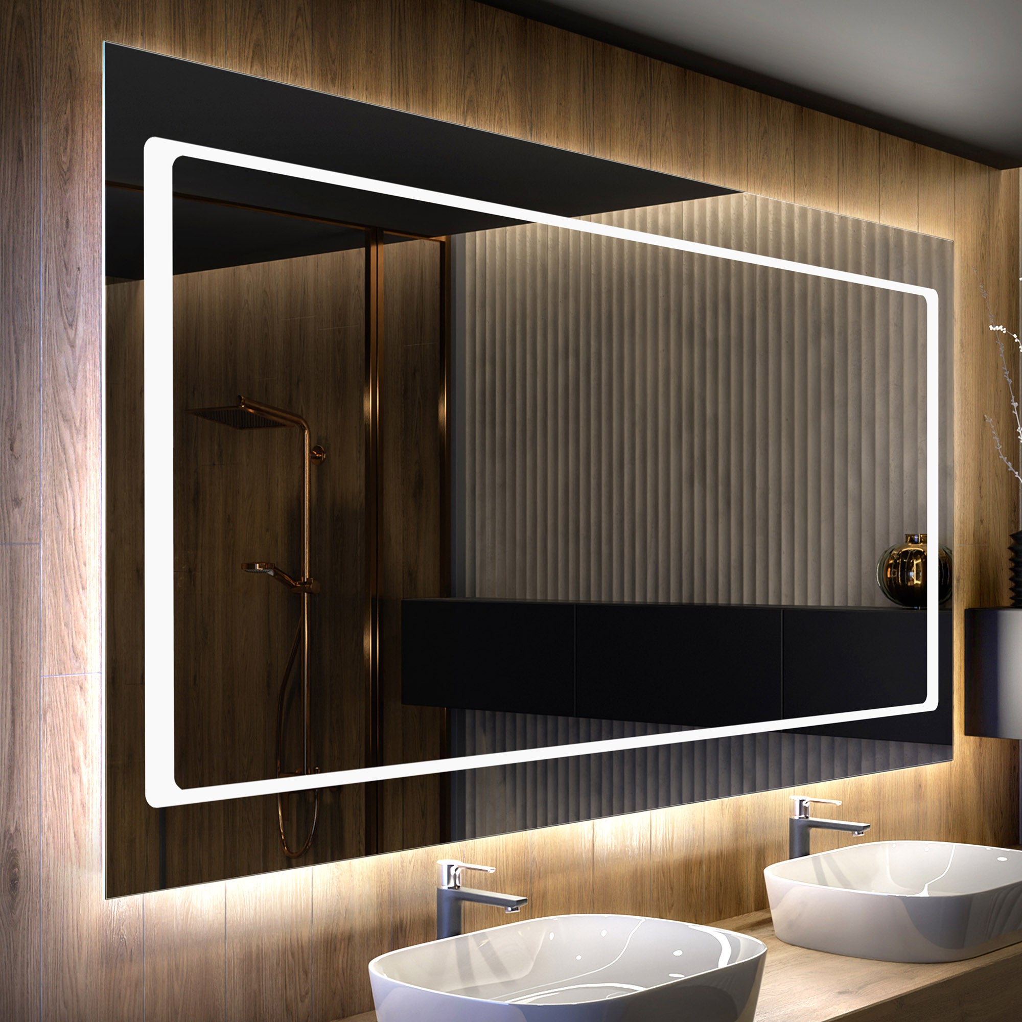 Miroir LED Lumineux 80x50 cm de Salle de Bain Mural avec éclairage Blanc  Froid 7000K T107 Artforma