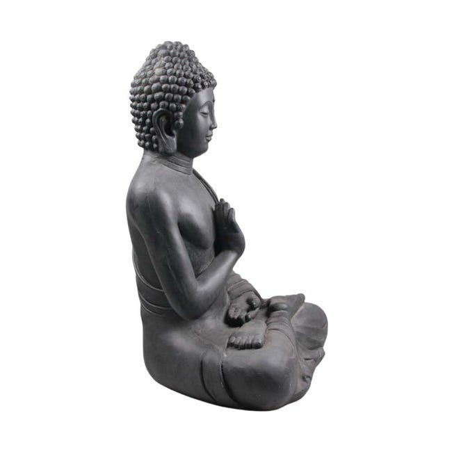 Bouddha pour extérieur en fibres Justice XL noir Stonelite