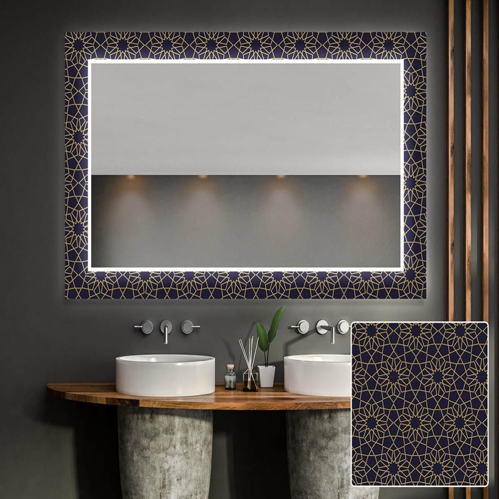 Miroir LED Mural Étanche 60x80 cm - Blanc - Pour Salle de Bain