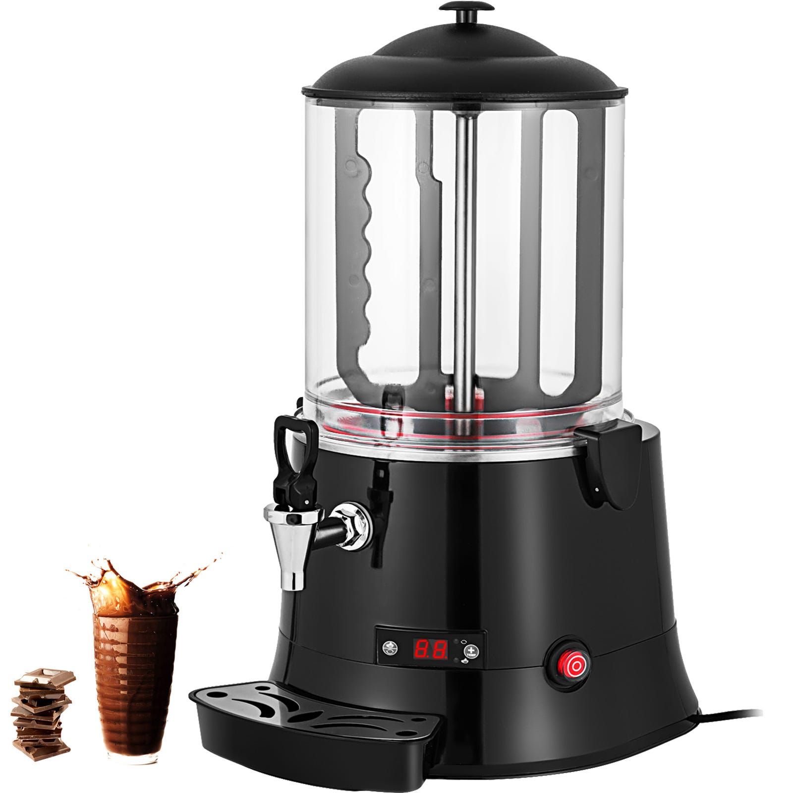 VEVOR Machine à Chocolat Chaud 10L Distributeur Chocolat Chaud  Professionnel 400W Chocolatière Pro 30-90℃ Distributeur LED avec Plateau  égouttoir