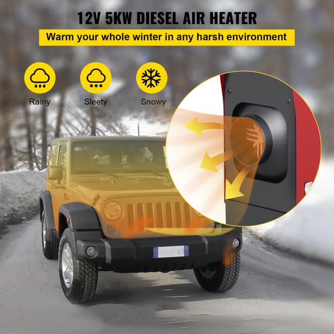 Chauffage d'air diesel tout-en-un 12v 5kw Bluetooth App Lcd pour voiture Rv  à l'intérieur