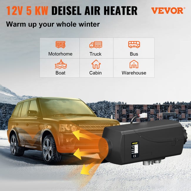 VEVOR Chauffage Diesel 12V 5KW Réchauffeur d'air diesel kit de réchauffeur  d'air avec Commutateur