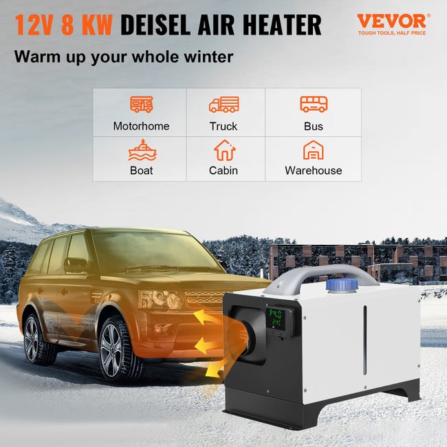 VEVOR Chauffage Diesel Tout-en-Un Portable 12 V 8 kW Réchauffeur d