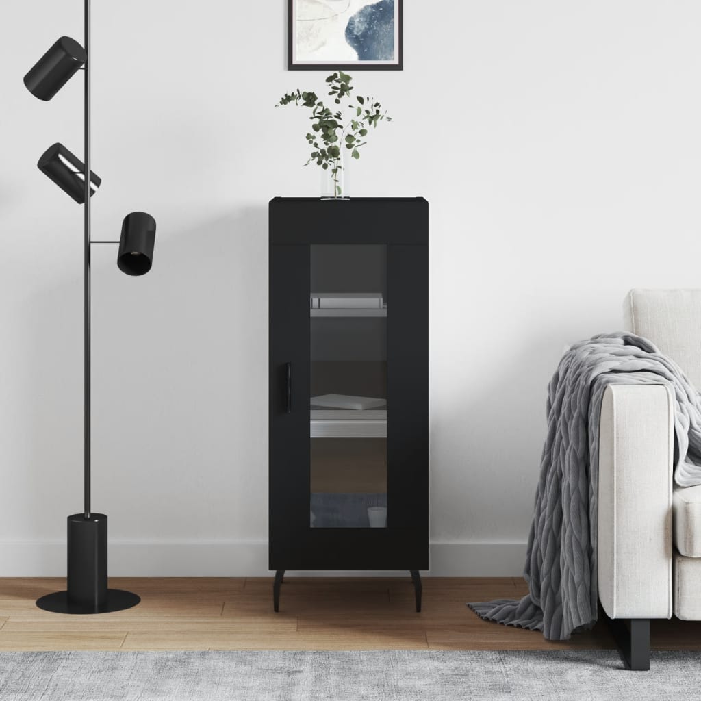 Vidaxl aparador de madera contrachapada negro 34,5x34x90 cm