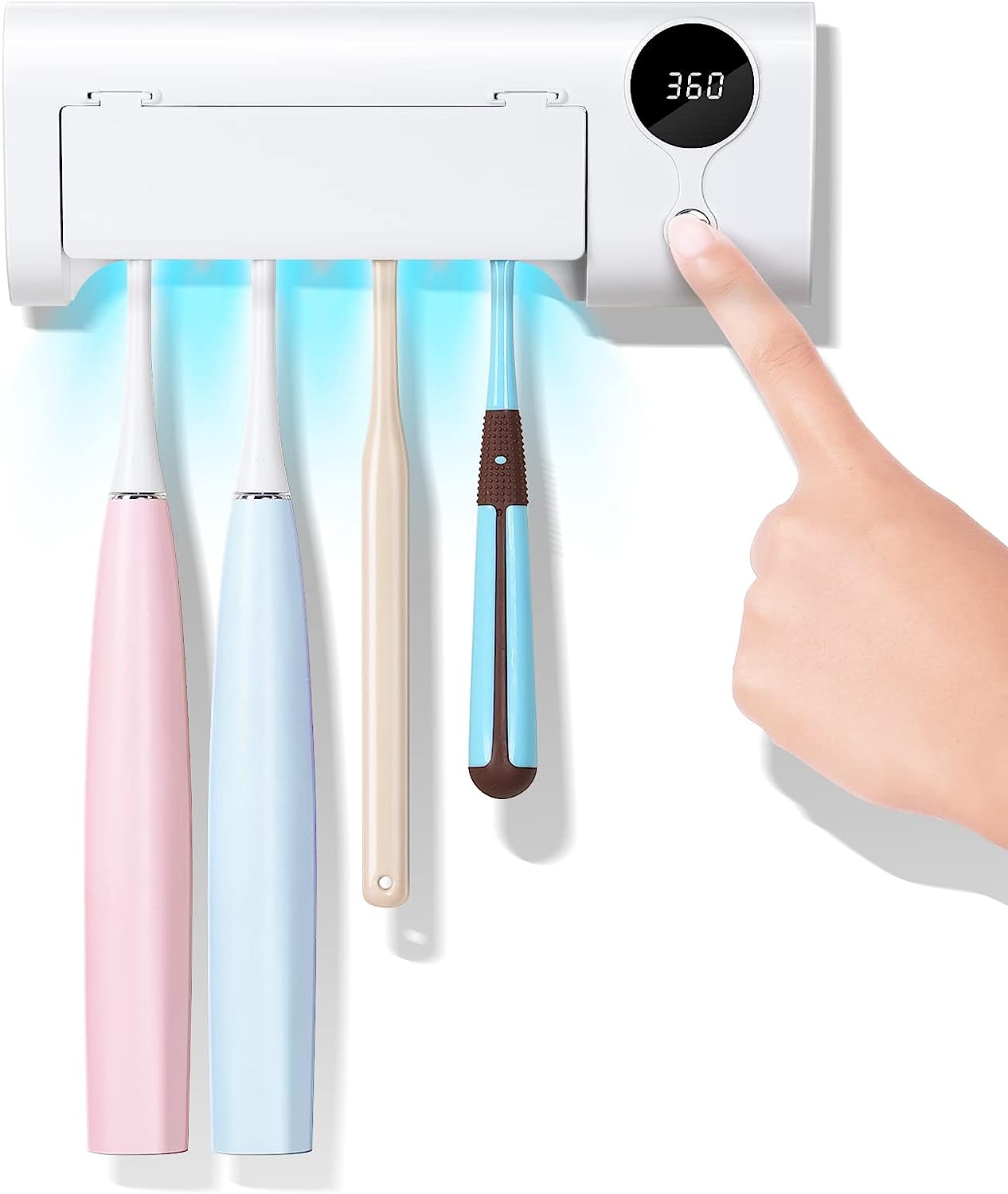 Brosse à dents UV stérilisateur mural/stérilisation et fonction de  minuterie porte-brosse à dents de salle de bain rechargeable sans perçage