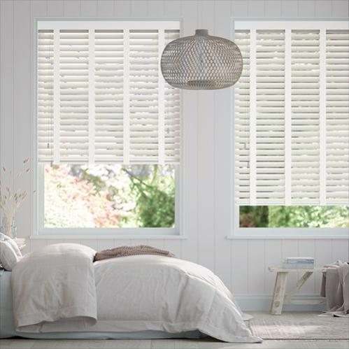 Venecianas madera efecto madera con cinta color blanco - blanco 132x240 - cortinadecor