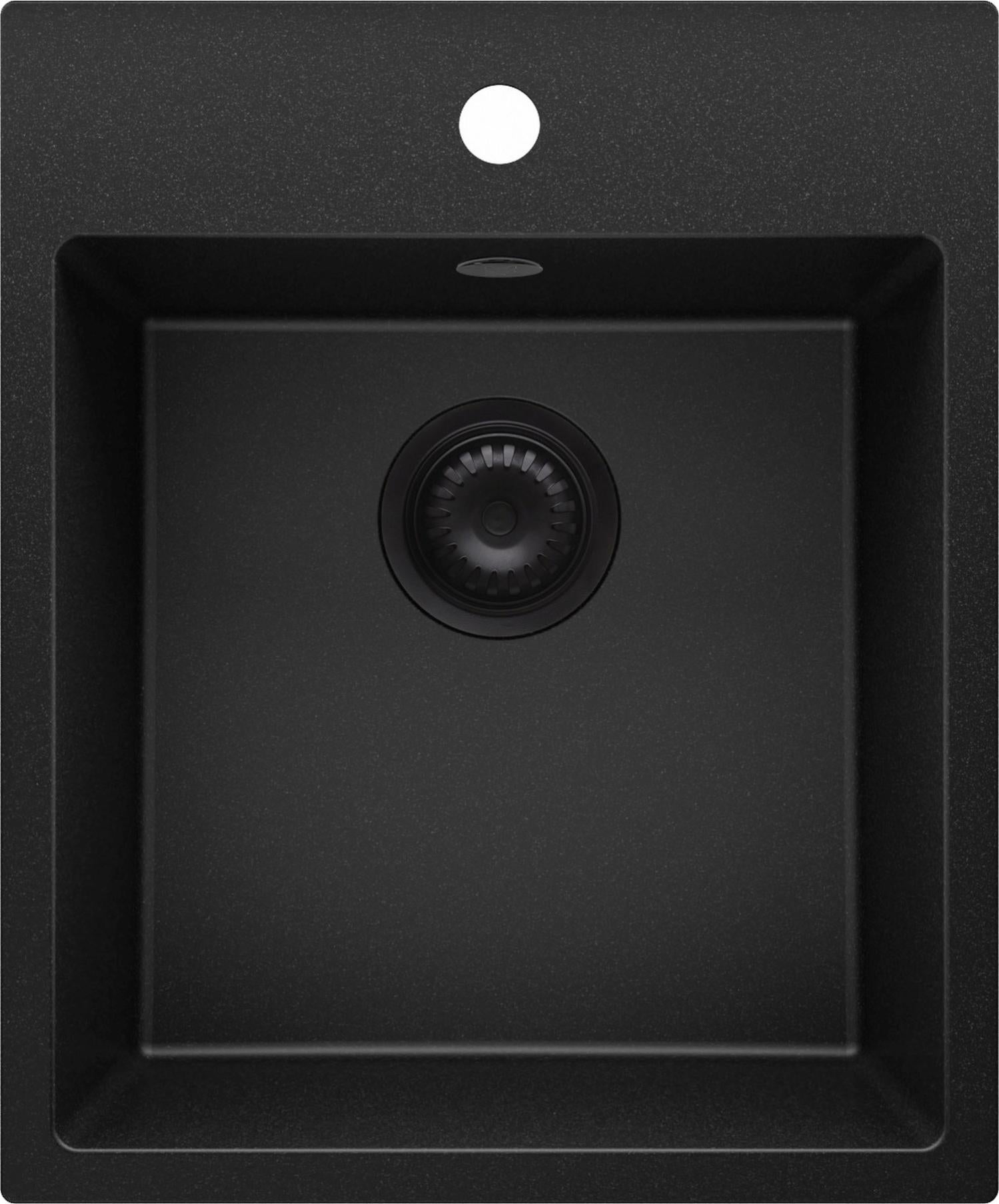 Lavello Cucina Tutto Nero Primagran - 58x50cm, 1 Vasca, Incasso, Con Sifone, Per Mobile 60cm - Foto 6