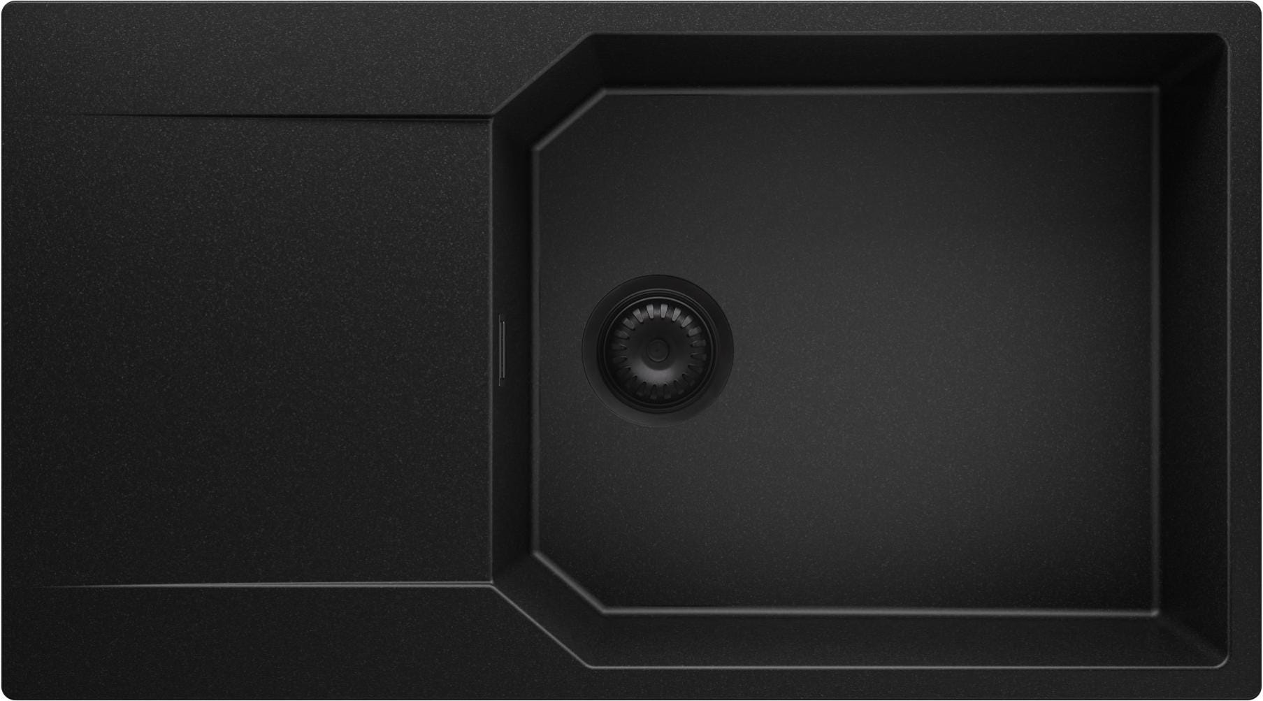 Lavello Cucina Tutto Nero Primagran - 58x50cm, 1 Vasca, Incasso, Con Sifone, Per Mobile 60cm - Foto 8