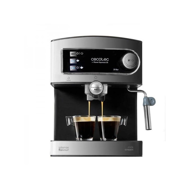 Cecotec Power Espresso 20 Cafetera Express Manual 850W - Presion 20 Bares -  Deposito de 1,5L - Brazo Doble Salida - Café y té Cocina Hogar /  Electrodomésticos 