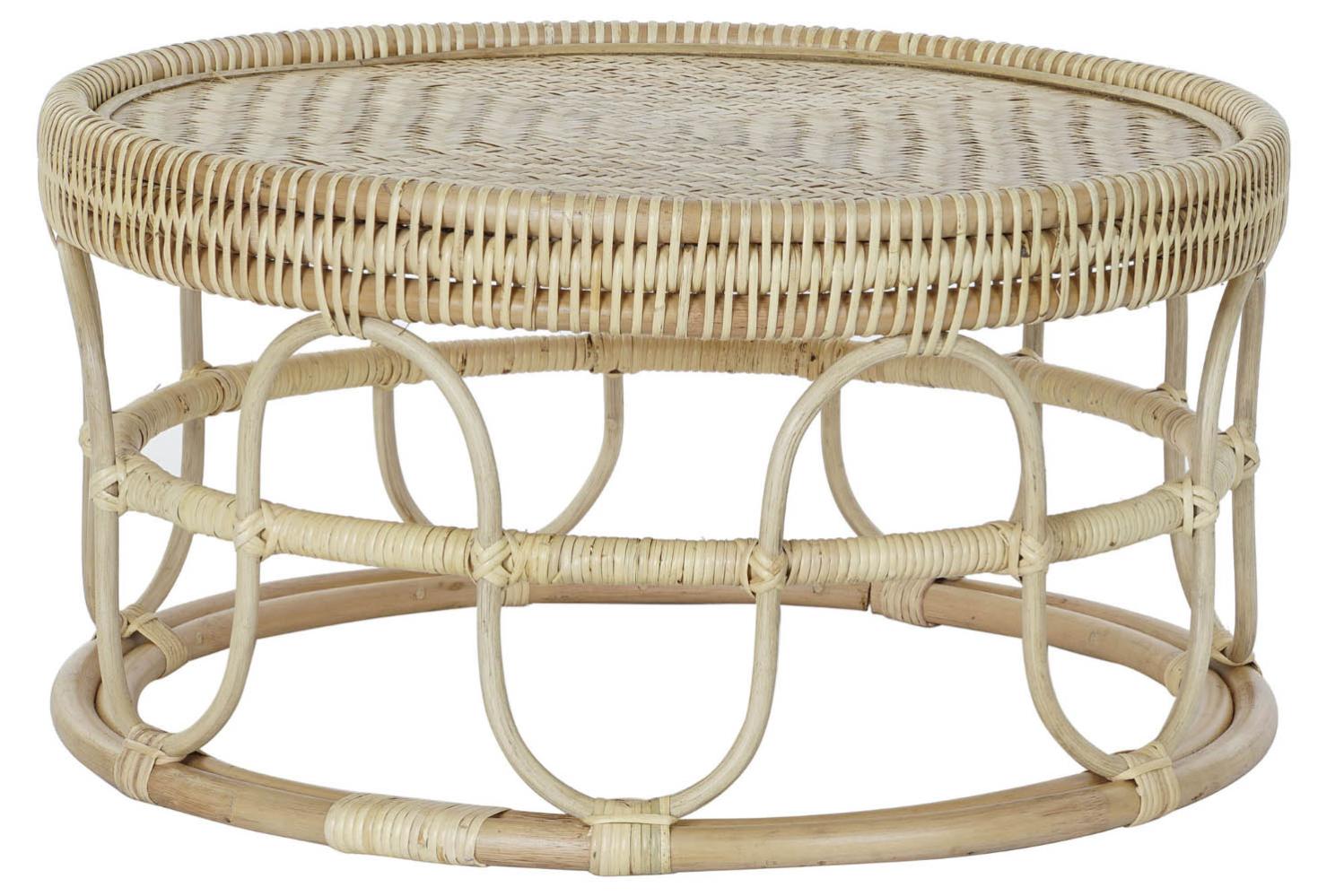 Table d'appoint en bois de rotin coloris naturel - diamètre 70 x