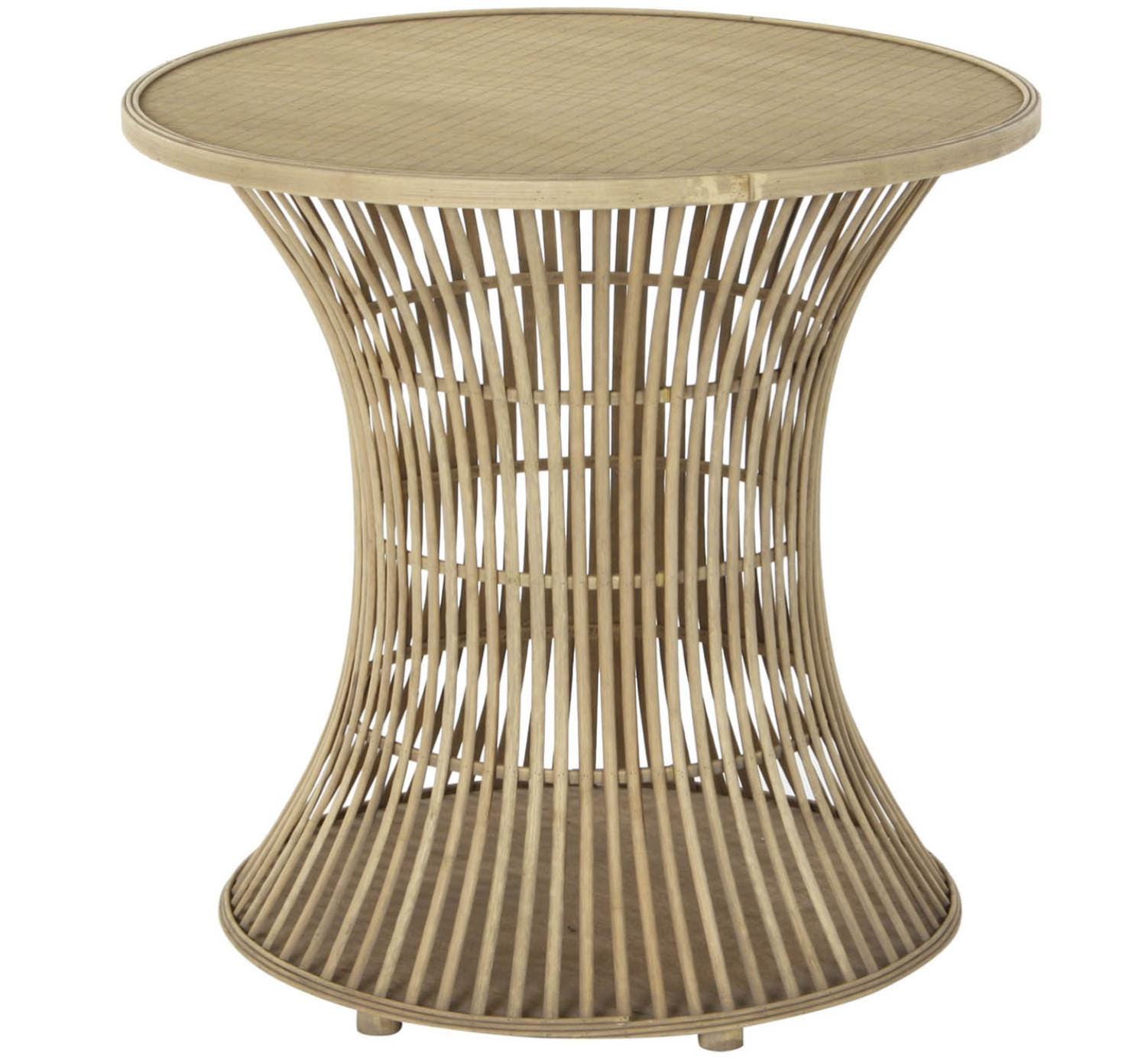 Table d'appoint ronde en bois de rotin coloris naturel - diamètre 60,5 ...