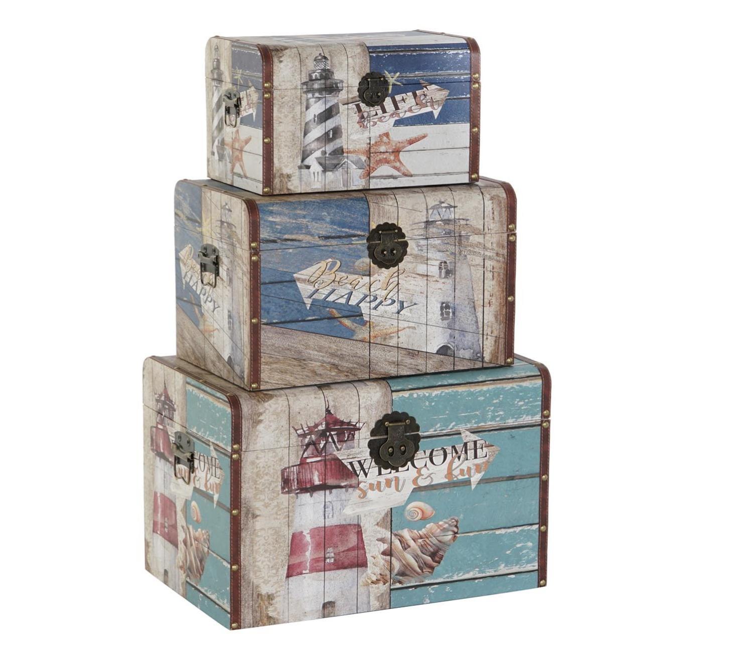 Coffres De Rangement 3 Pièces En Bois D'acacia Massif – Rangement Déco