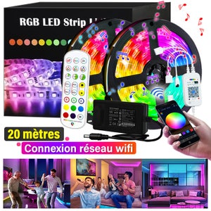 TVLIVE Ruban LED 20M LED Chambre RGB Bande LED Multicolore App