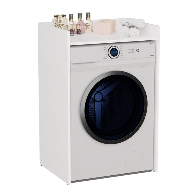 COMO - Meuble de rangement pour machine à laver - Meuble SDB - 64x50x97.5  cm - Buanderie - Blanc