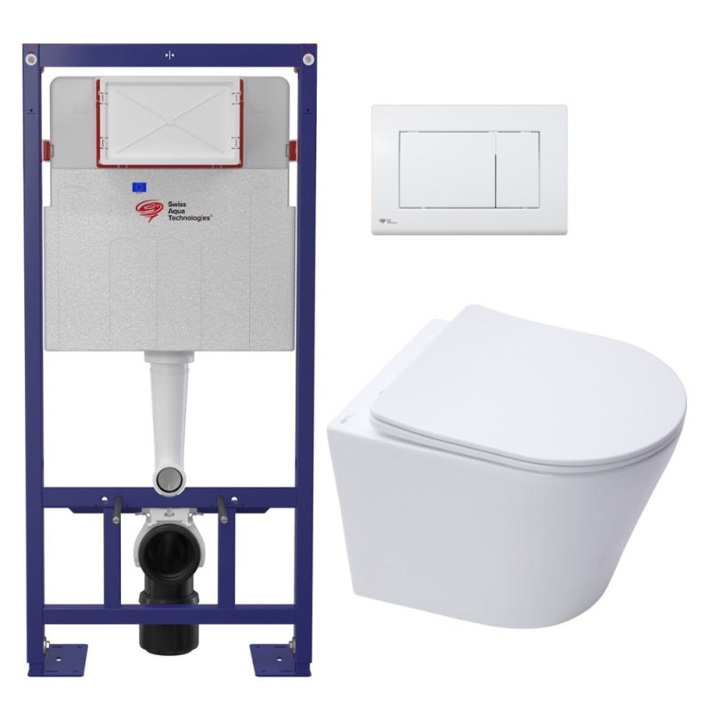 Swiss Aqua Technologies Abattant WC japonais siège de toilette Softclose  sans électricité avec bidet intégré, blanc SATBEASY2233