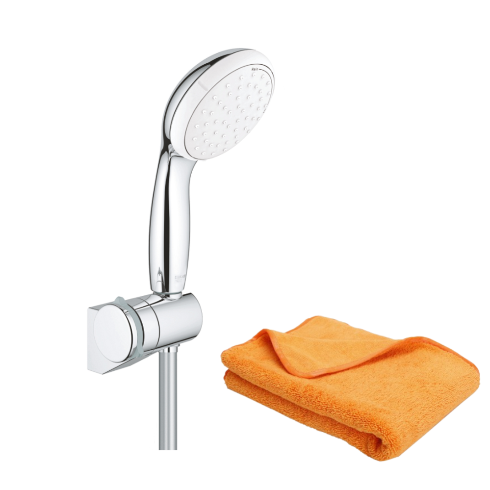 Pommeau de douche GROHE Tempesta 2 jets avec support mural + microfibre