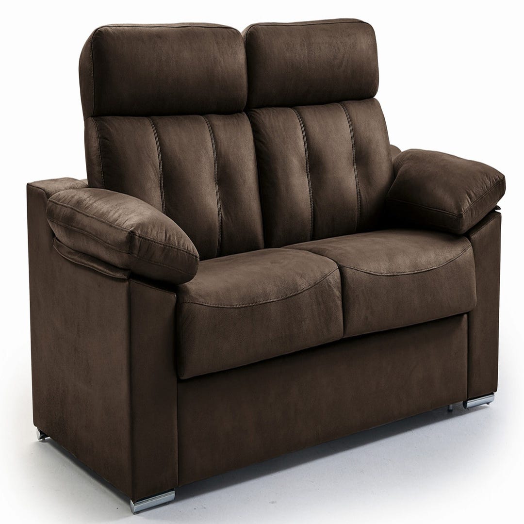 Sofa Cama con Almacenaje CUADROS Tapizado en color Choco