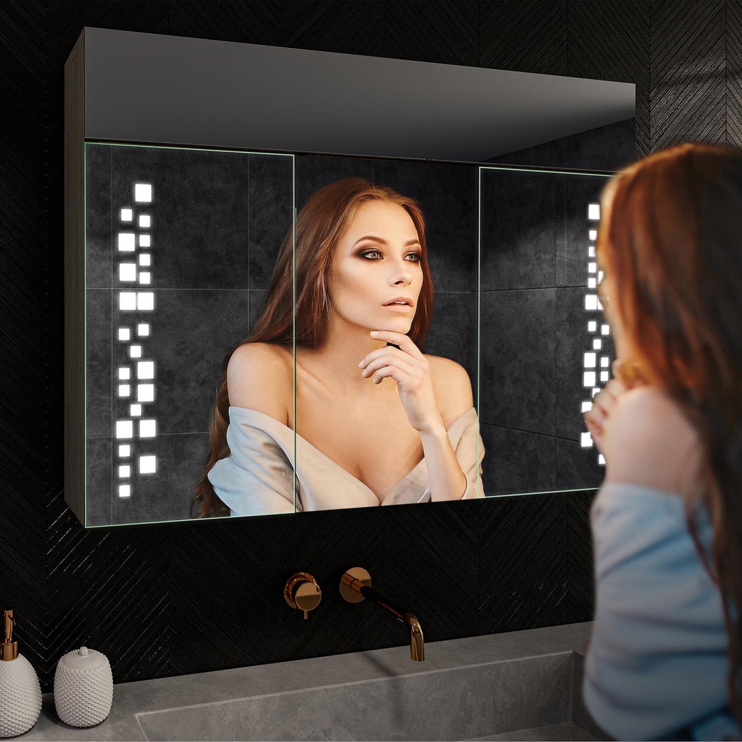 unho Armadio Bagno con specchio: mobile da bagno con portaoggetti Armadi WC con ripiano sospeso Armadio Farmacia a parete - 55,5 x 16 x 61 cm