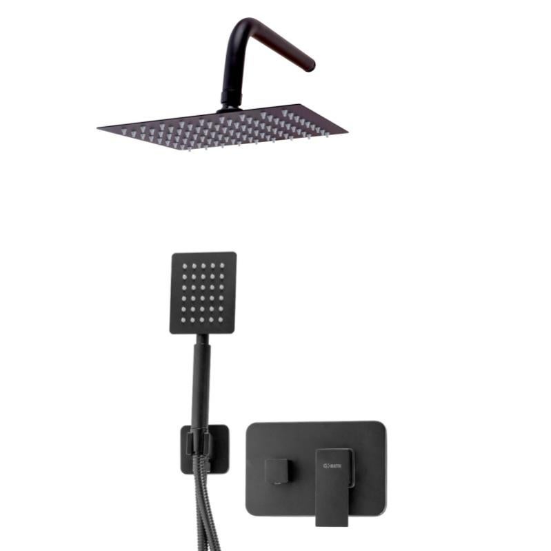 Ensemble de douche en laiton/zinc, noir, eau chaude/froide, levier