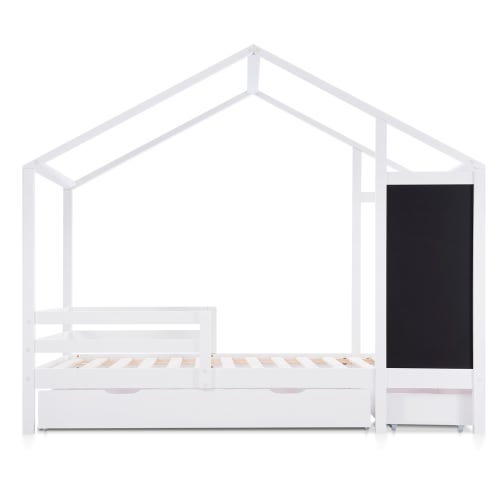 Cama infantil blanca con 2 cajones y un arcón mesa de centro 90 x