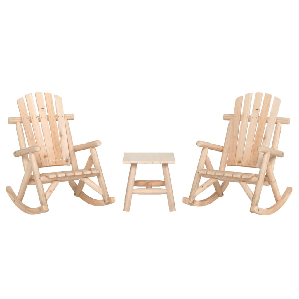 Vidaxl juego de muebles de jardín 3 piezas madera maciza de abeto