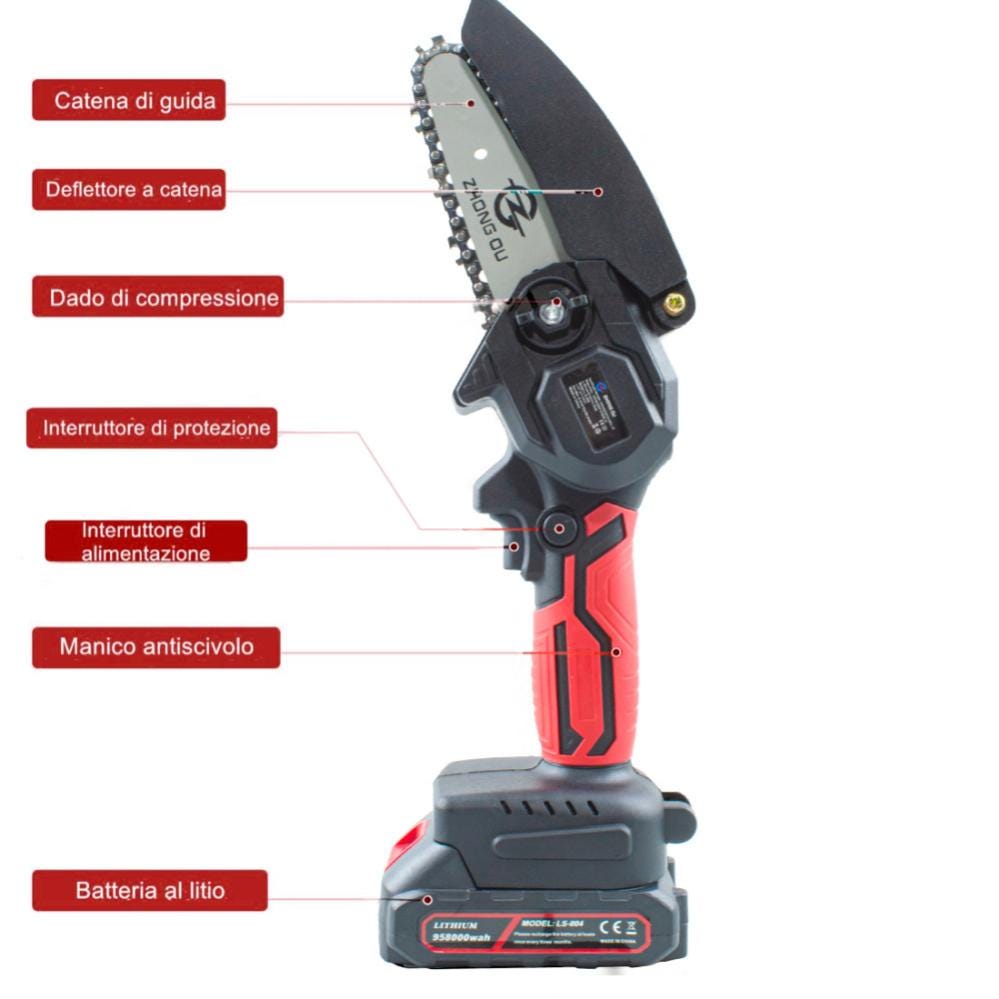Mini Motosega A Batteria 21V Cordless 6 Pollici Senza Fili Portatile mini-motosega-a-batteria-21v-cordless-6-pollici-senza-fili-portatile