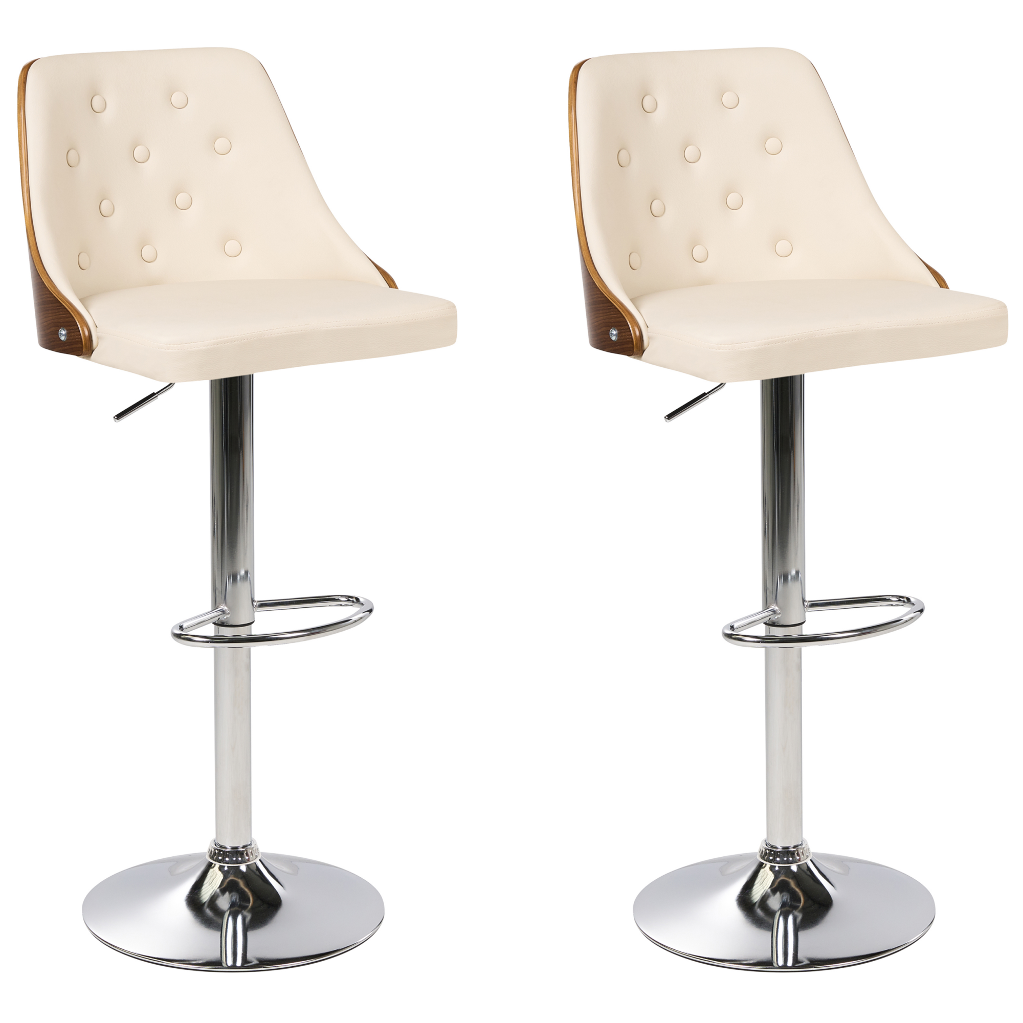 Set 2 Sgabelli Da Bar Con Schienale - Design Chesterfield, Tessuto E Legno, H 113 Cm, Marrone - Foto 7