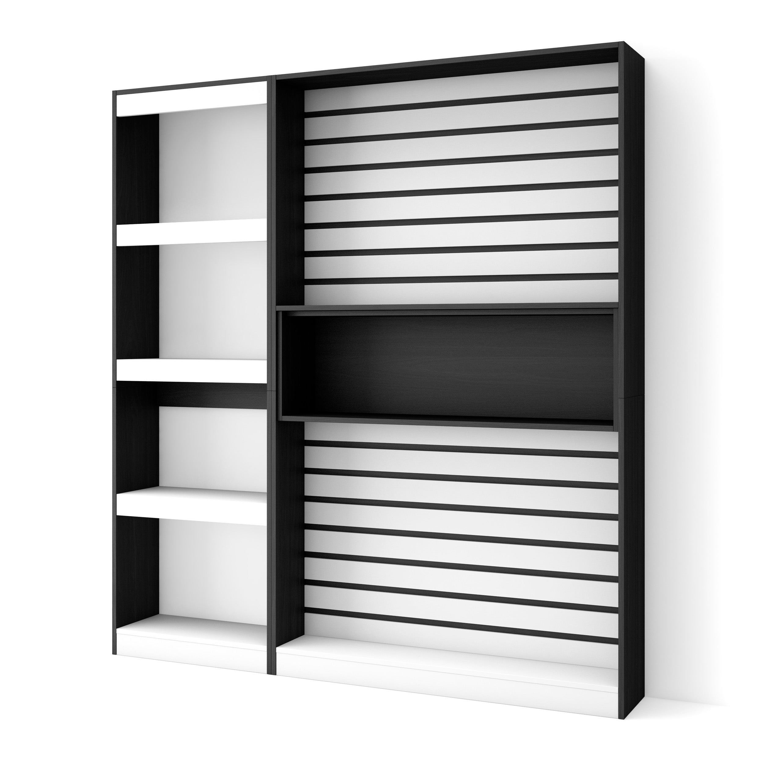 Librería estantería, 170x186x25cm, Roble y negro